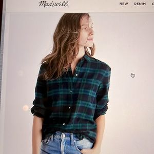 Madewell Flannel Classic Ex-Boyfriend Shirt in Dark Plaid - Sz L